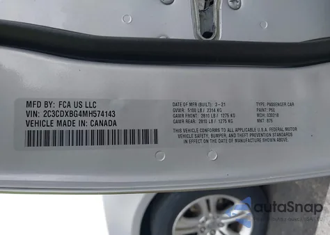 2021 Dodge Charger Sxt Rwd from USA, damaged, VIN 2C3CDXBG4MH574143